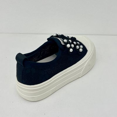 Women Canvas Walking Shoes Pearls On Ladies Canvas Trainers