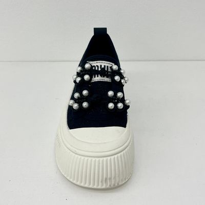 Women Canvas Walking Shoes Pearls On Ladies Canvas Trainers