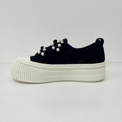 Women Canvas Walking Shoes Pearls On Ladies Canvas Trainers